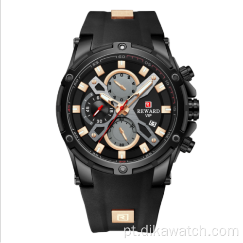 Relógio esportivo masculino REWARD RD83016M multifuncional cronógrafo relógio de pulso de silicone luminoso à prova d&#39;água calendário relógio de quartzo